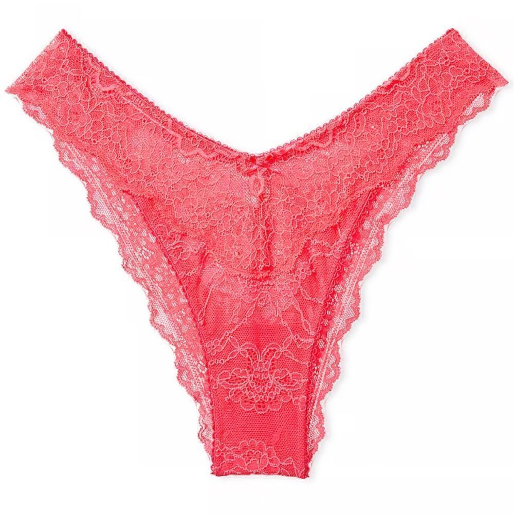 Victoria’s Secret Dream Angels high leg lace Brazilian slip panty Coral - Picture 9 of 9